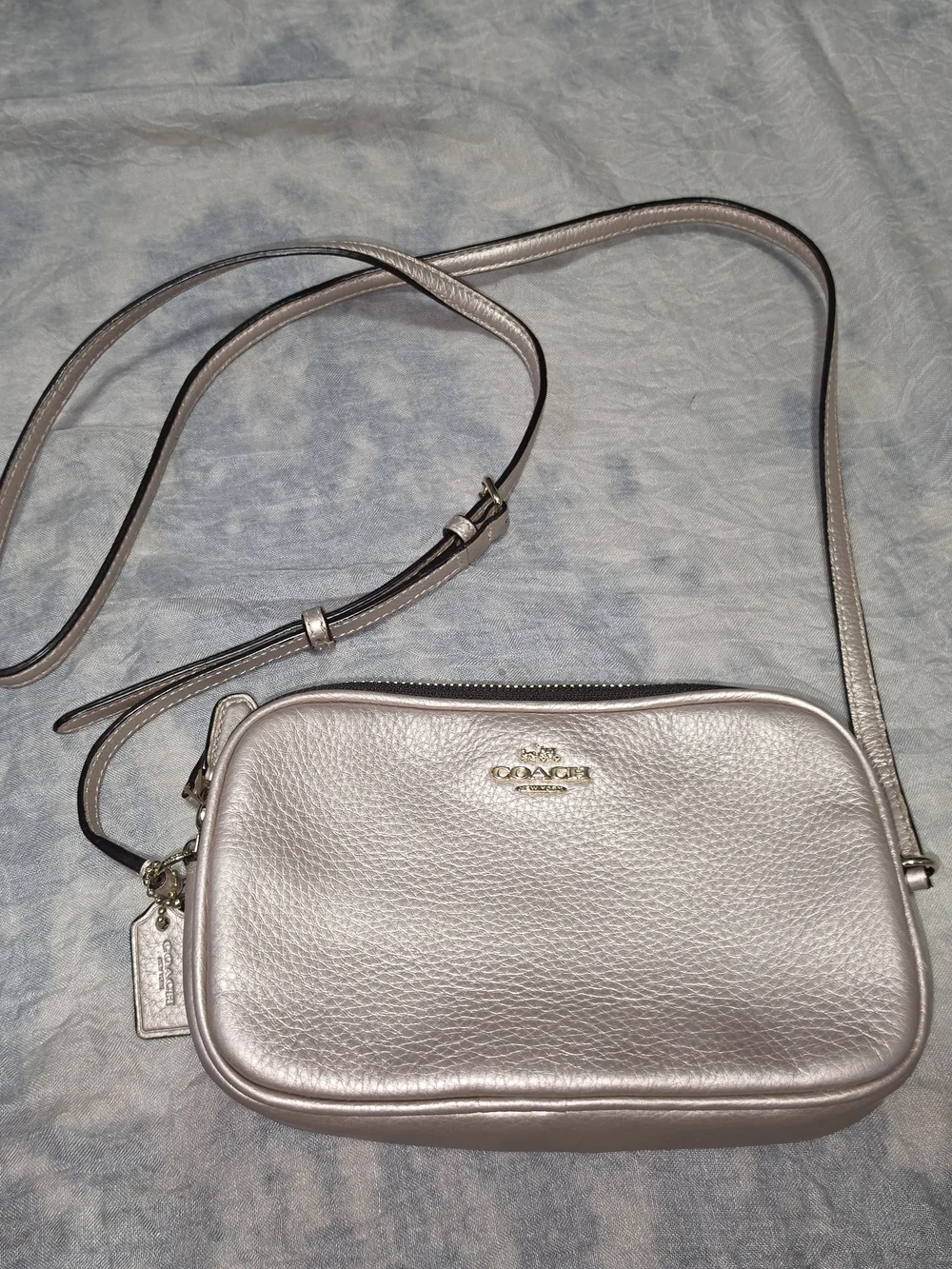 Coach Metallic Pale Pink Leather Crossbody Bag
